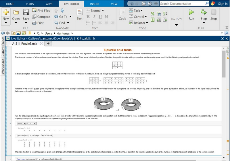 Figura 1. Un guión en vivo utilizado en Control Óptimo y Programación Dinámica.
